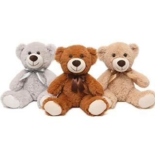 MaoGoLan Teddy Bear Bulk Set of 3 Stuffed Bears in 3 Colors Brown/Grey/Tan Soft 