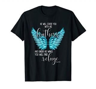 He Will Cover You With His Feathers - Bible Verse Psalm 914 T-Shirt