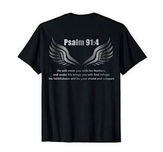 Christian Bible Verse Quote Psalm 914 Design on the Back T-Shirt