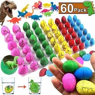 iGeeKid 60 Pack Dinosaur Eggs Hatching Dino Egg Grow in Water Crack with Assorte