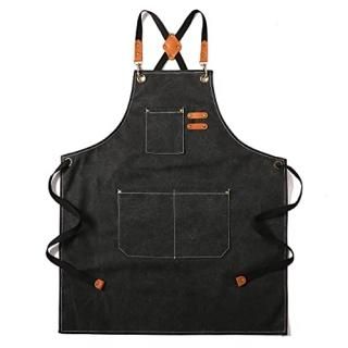 Tosewever Canvas Cross Back Chef Apron for Men Women with Adjustable Straps Larg