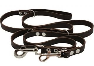 Brown 6 Way European Multifunctional Leather Dog Leash Adjustable Schutzhund Lea