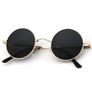 Round Polarized Sunglasses for Men Women Small Retro Metal John Lennon Style 45m