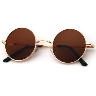Round Polarized Sunglasses for Men Women Small Retro Metal John Lennon Style 45m