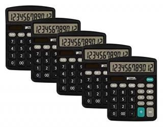 Large Desktop Calculators 5 Pack 12-Digit LCD Display Angled Display Panel by Be