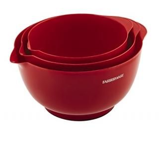 Farberware Classic Plastic Mixing Bowls Red Set of 3 by Farberware