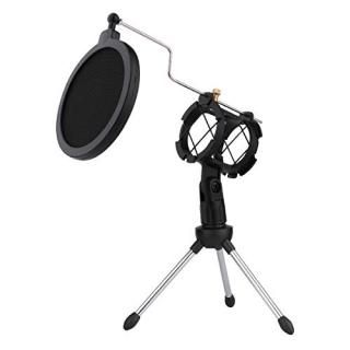 Desktop Microphone Stand Dreokee Desk Mic Tripod Stand with Shock Mount Portable