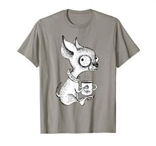 Cute Unique Chihuahua & Coffee Art  Dog Lover T-Shirt Gift
