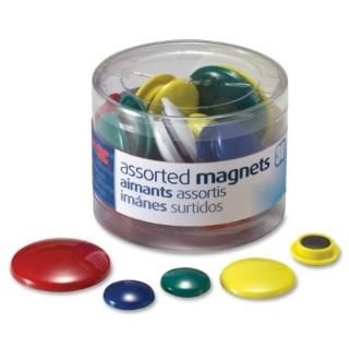 Officemate Round Plastic Covered Magnets Assorted Colours And Sizes 30pcs