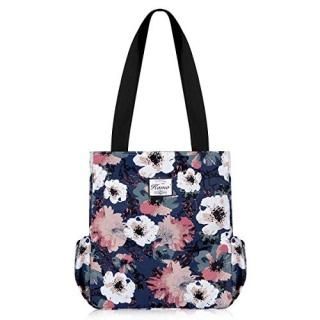 KAMO Floral Tote Bag - Waterproof Lightweight Handbags Travel Shoulder Bag for H