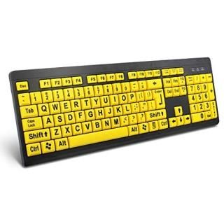 BOOGIIO Large Print Computer Keyboard Wired USB High Contrast Keyboard with Over