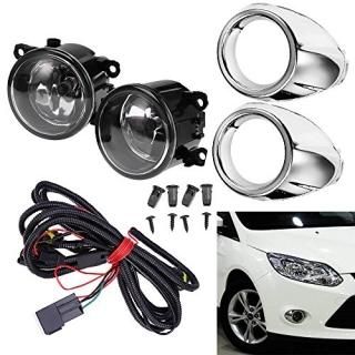 Clear Lens Driving Fog Lights Bumper Lamps Bulbs Harness Bracket Replacement for