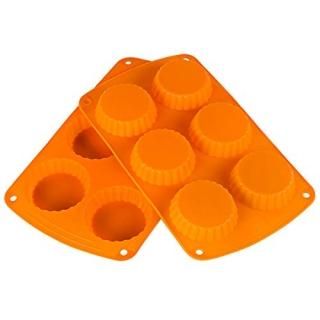 Webake 7.6cm Cavity Silicone Tart Pan Silicone Cake Mould Pie Pan 2-Pack Orange