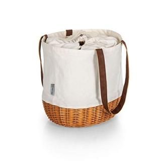 Coronado Canvas and Willow Basket Tote Beige Canvas