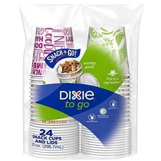 Dixie To Go Snack Cups with Lids 10 Ounce Travel Size 24 Count Disposable Paper 