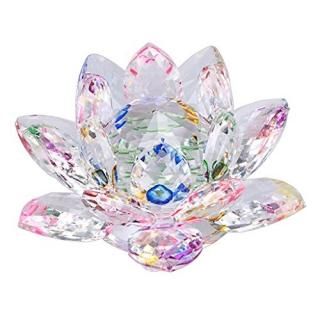 5 Inch/ 13MM - OwnMy Sparkle Crystal Lotus Flower Hue Reflection Feng Shui Home 