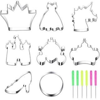 8 Pieces Princess?Cookie?Cutter Set with Crown Dress Castles Unicorn Head Shapes
