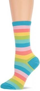 Hot Sox Women's Novelty Geometric Pattern Crew Bold Stripe Light Blue Shoe Size 