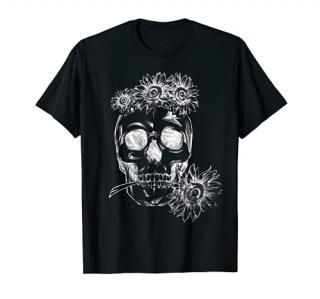 Yellow Bandana Cute Sunflower Skull Hippie T shirt T-Shirt