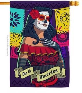 Breeze Decor La Calavera Catrina House Flag Fall Day of Dead Dia De Los Muertos 