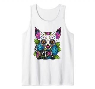 Chihuahua Sugar Skull Mexico Dog Calavera Dia De Los Muertos Tank Top