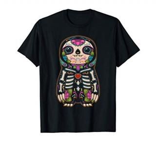 Sloth Sugar Skull Mexico Calavera Dia De Los Muertos T-Shirt
