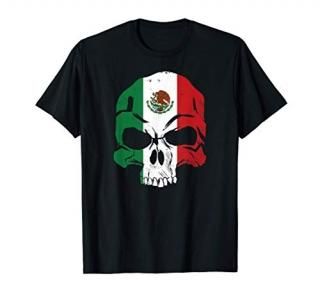 Mexico Skull Flag Mexican Latina Hombre Calavera Bandera Mex T-Shirt