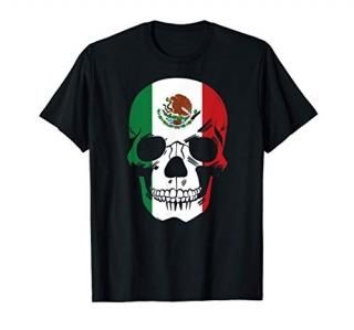 Mexico Skull Flag Mexican Latina Hombre Calavera Bandera Mex T-Shirt