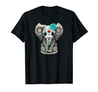 Sugar Skull Elephant T shirt Day Of The Dead Halloween Shirt