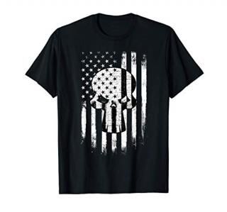 Distressed American Flag Skull Shirt Flag Skull T-Shirt Gift T-Shirt