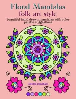 Floral mandalas folk art style Beautiful hand drawn mandalas with color palette 