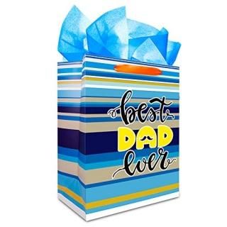 FaCraft Father's Day Gift Bag with Tissue Paper13 Best Dad Ever Bags with Handle
