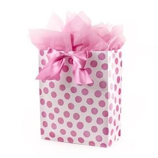 Pink Polka Dots - Hallmark Extra Large Gift Bag with Tissue Paper Pink Polka Dot