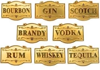Amlong Plus Deluxe Set of Liquor Tags for Bottles or Decanters Golden Color Set 