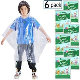 Disposable Rain Ponchos for Kids 6 Pack - 60% Extra Thicker Men or Women Waterpr