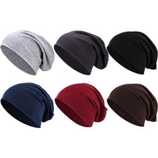 Outus 6 Pieces Thin Knit Slouchy Beanies Cap Chemo Sleep Cap Dwarf Hat for Women