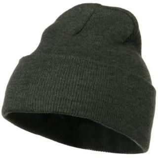 12 Inch Long Knitted Beanie - Dark Grey OSFM