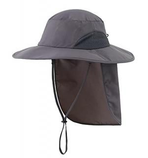 Home Prefer Mens UPF50+ Sun Hat Large Brim Fishing Hat with Neck Flap Summer Bea