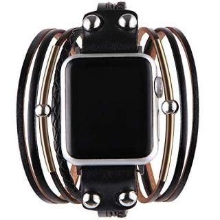 Vikoros Multi-Layer Leather Wrap Bracelet Compatible with Apple Watch SE Series 