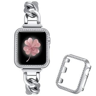 Dilando Cool Chain Metal Link Bands Silver Compatible with Apple Watch 38mm 40mm