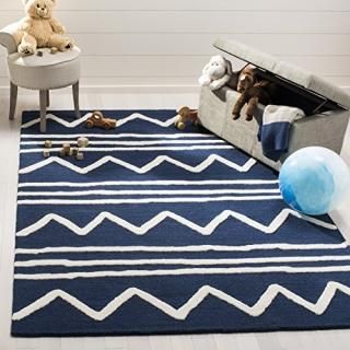 Safavieh Kids Collection SFK907N Handmade Moroccan Wool Area Rug 5' x 7' Navy / 