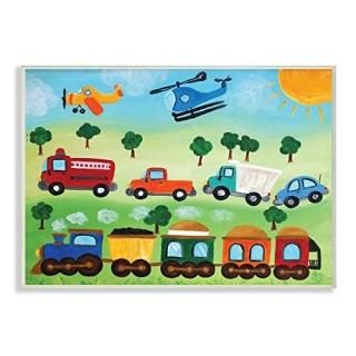 The Kids Room by Stupell Planes Trains and Automobiles Rectangle Wall Plaque by 