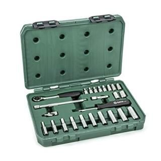SATA 25-Piece 1/4-Inch Drive 6-Point Standard and Deep Socket Set with 60 Tooth 