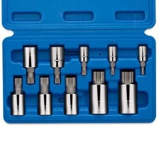 Tamper Proof Socets 10pc XZN Triple Square Spline Bit Socket Set by Neiko
