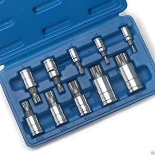 J&R Quality Tools XZN Triple Square Spline Bit Socket Set S2 Steel  10-Piece Set