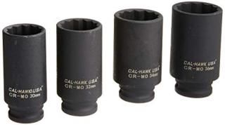 Cal Hawk Tools BSSAN4PA 4 Piece 1/2 Drive Deep Spindle Axle Nut Socket Set