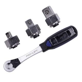 Pro-Lift 3 in 1 Go Through Ratchet Wrench Handle - 3-pcs Drive Adaptor 1/2 1/4 a