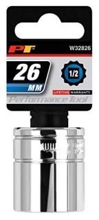 1/2 Drive 12-Point Socket 26mm - Performance Tool W32826 1/2 Drive 12-Point Sock