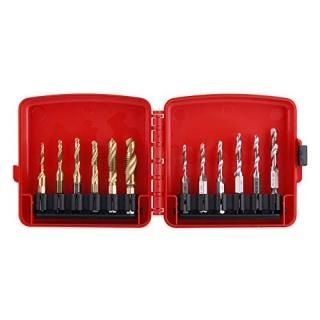 12pcs M3-M10 Hex Shank Titanium Plated HSS Screw Thread Metric & Inch Tap Drill 