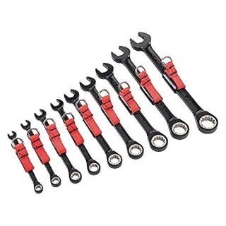 Stanley JSCR-9S-TT Tether-Ready Blk Chrm Non-Rev Comb Ratchet Wrench-Spline9-pc